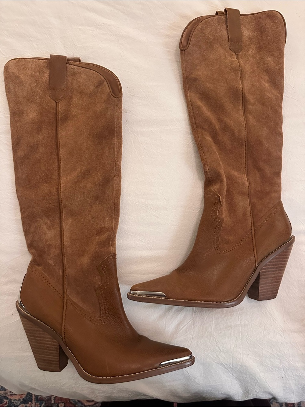 Gianni Bini Brown Suede & Leather Cowboy Boots Size 8